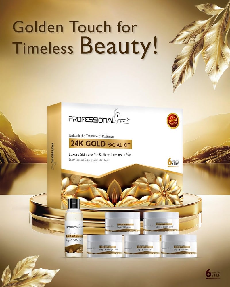 Professional Feel Herbal 24K Gold Facial Kit Luxury Radiant Fairness Set of 6 600 gm - Image 2
