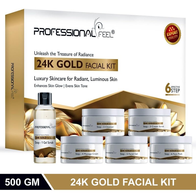 Professional Feel Herbal 24K Gold Facial Kit Luxury Radiant Fairness Set of 6 600 gm - Image 3