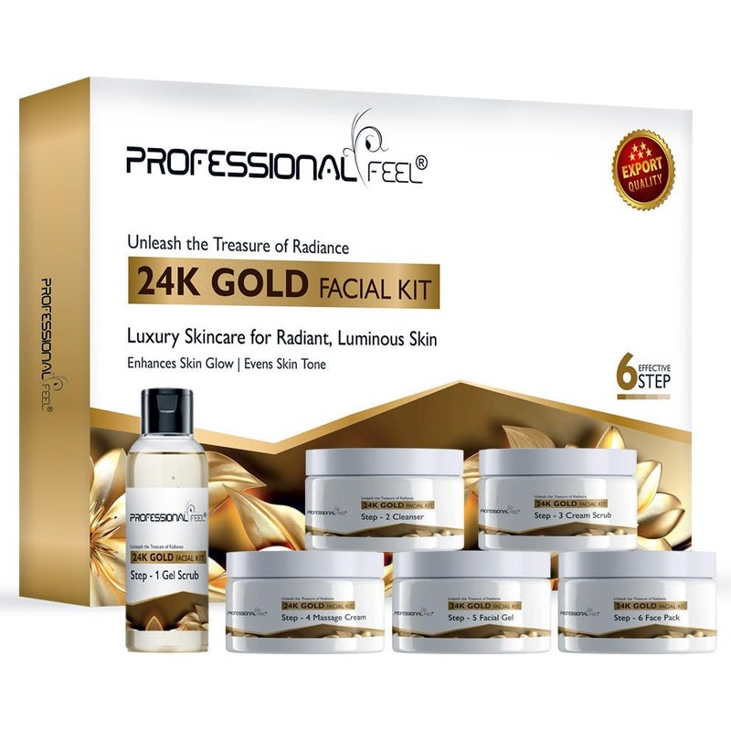 Professional Feel Herbal 24K Gold Facial Kit Luxury Radiant Fairness Set of 6 600 gm - Image 1