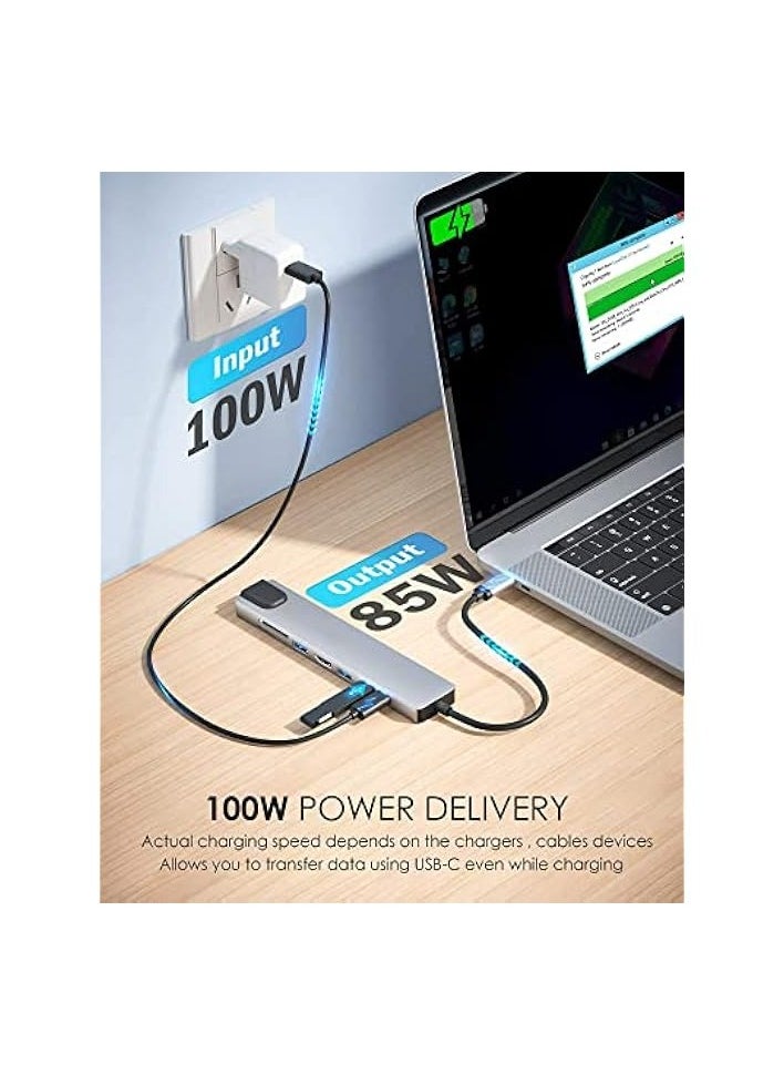 8 in 1 USB C Docking Station, USB C Hub Multiport Adapter with 4K HDMI, 100W Power Delivery, USB-C, Ethernet, 2 USB, SD/TF Card Reader Compatible with MacBook Pro XPS and More Type C Devices