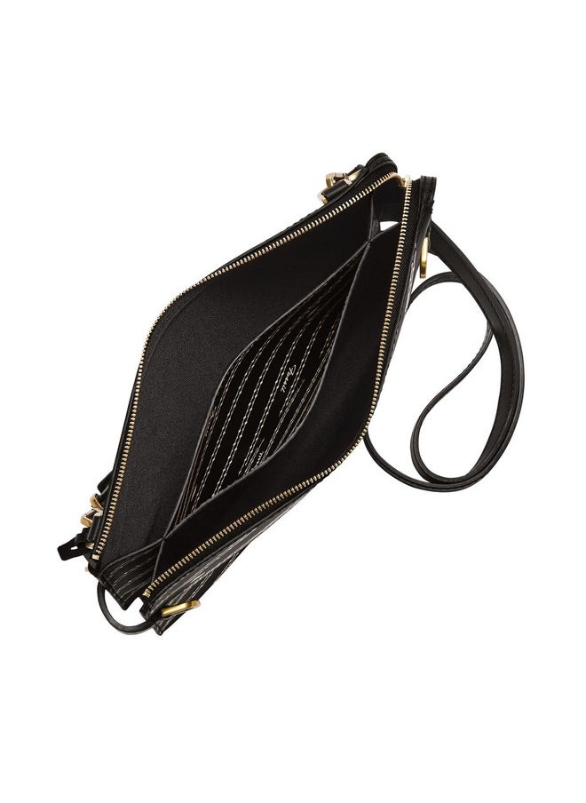 FOSSIL Fossil Women's Kier Vegan Cactus Crossbody Purse Handbag, Black/Bone Signature Print (Model: ZB1698104)  - Image 3