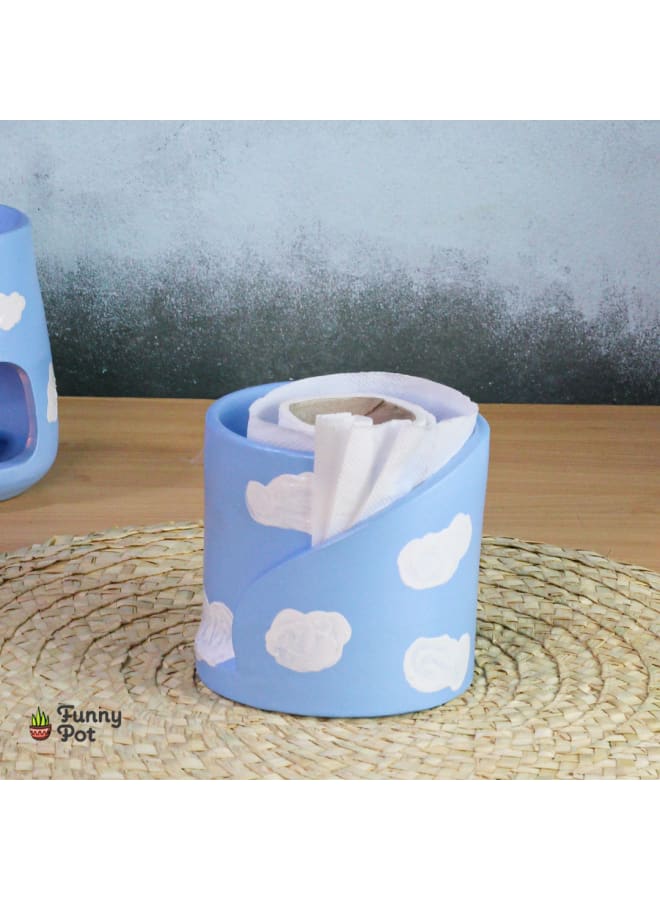 Handmade tissue holder - sky blue - 10*10 cm