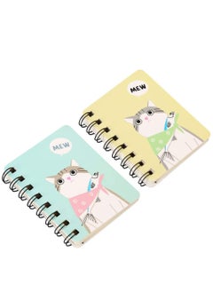 KASTWAVE 4pcs Mini Spiral Notebook With Thickened Horizontal Small Spiral Notepad Cute Cartoon Cat Pocket Notebook Ledger Notebook Handwriting Diary Drawing Tablet  - Image 2