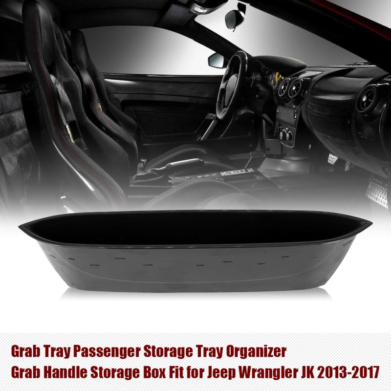 Car Passenger Storage Tray: Black Fine Quality Material - Easy To Install Clean, Stop Dropping Small Items for Jeep Wrangler JK - Image 2