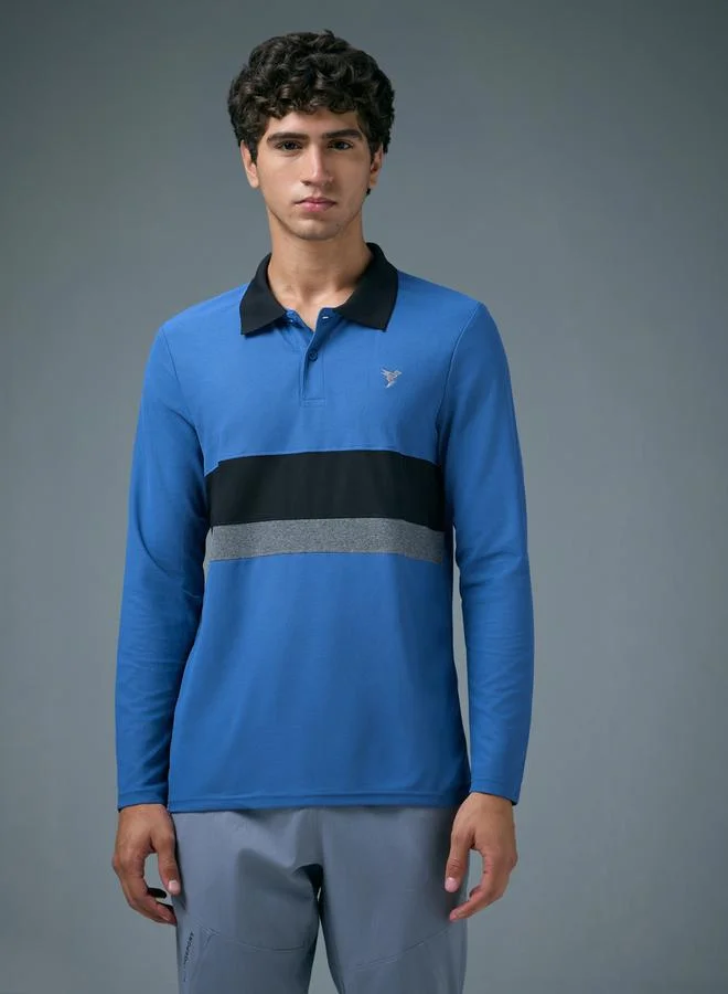 Technosport Men Slim Fit Contrast Panel Polo