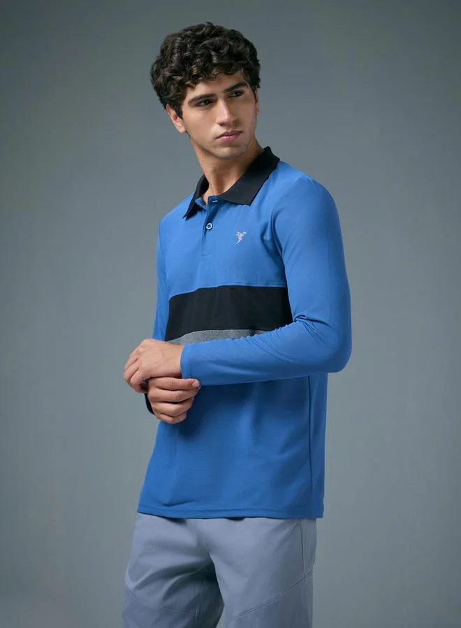 Technosport Technosport Men Slim Fit Contrast Panel Polo