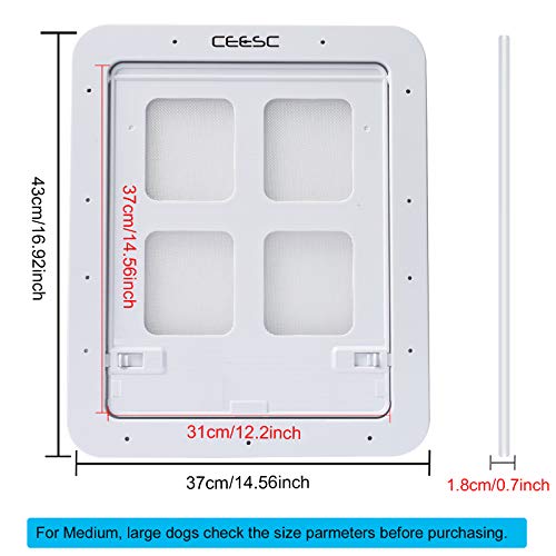 CEESC Dog Screen Door (Outer Size 14.56" x 16.92"), Lockable Pet Screen Door for Dogs & Doggie, Doggie Door for Screen Door(Large, Black) - Image 2