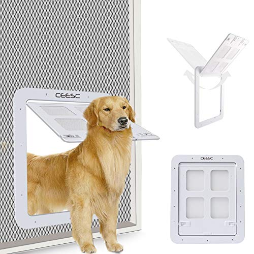 CEESC Dog Screen Door (Outer Size 14.56" x 16.92"), Lockable Pet Screen Door for Dogs & Doggie, Doggie Door for Screen Door(Large, Black) - Image 1