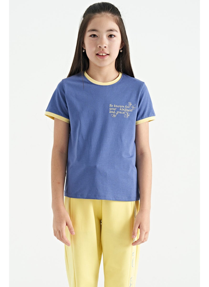 Tommy Life - Light Purple Minimal Text Printed O Neck Casual Short Sleeve Girls T-Shirt - 75110 - Image 1