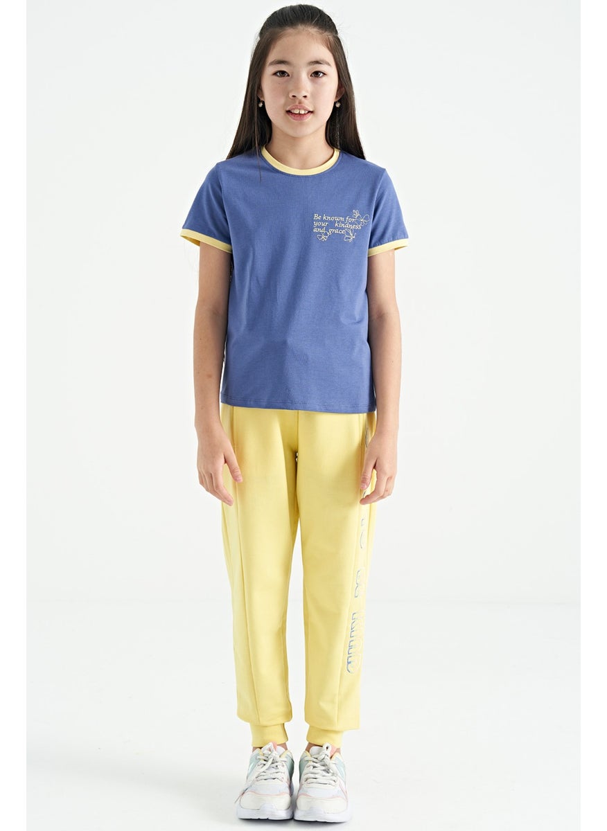 Tommy Life - Light Purple Minimal Text Printed O Neck Casual Short Sleeve Girls T-Shirt - 75110 - Image 1