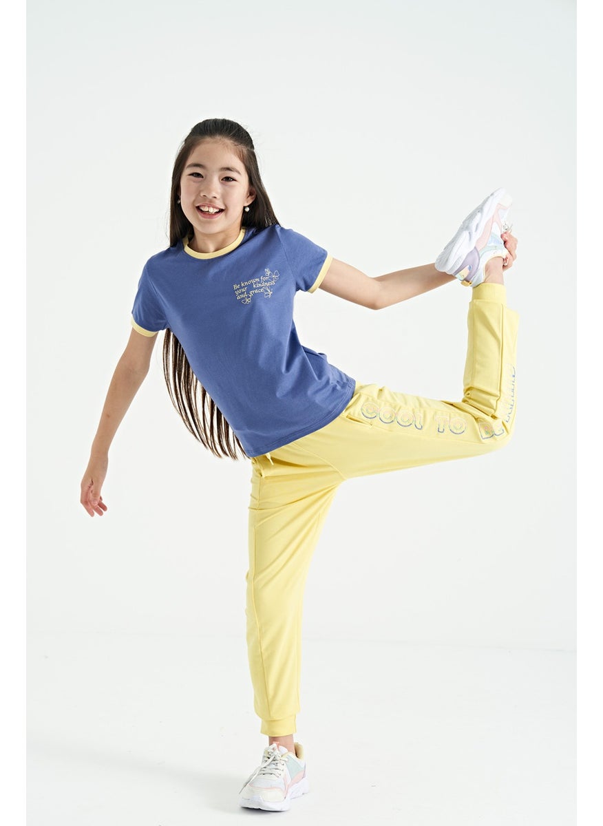 Tommy Life - Light Purple Minimal Text Printed O Neck Casual Short Sleeve Girls T-Shirt - 75110 - Image 1
