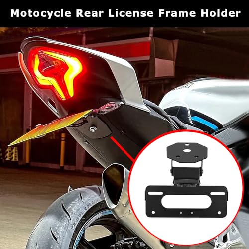 FREAXLL CFMOTO 450 2022-2025 Fender Eliminator Fit Motocycle License Plate Holder with LED Plate Light for CF Moto 450S 450SS 450SR 450NK 2022-2025 250SR 300SR 2023 2024 - Black - Image 5