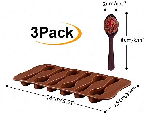 Bamutu Spoon Shape Molds 3 PCS-6 Cavity Chocolate Candy Gummy Molds Food Grade Chocolate Ice Jelly Silicone Mold Homemade Cupcake Candy Bake Ware Baking Tools - Image 2