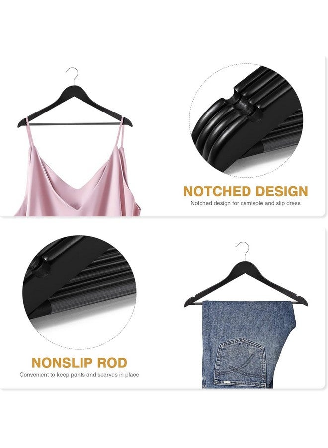 ANH MART أهن مارت شماعات خشبية للملابس - شماعات ملابس فاخرة مع شقوق دقيقة لتوفير المساحة وتعليق الملابس، مثالية للبدلات، والمعاطف، والفساتين (أسود) (24 حزمة) - Image 3