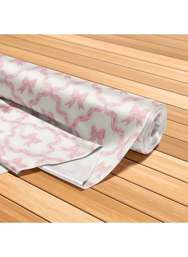 Vellato Al Lail Aramny Silk Fabric By The Yard Pink White Bow Pattern Jalabiya Makhweer Dressmaking 58 Inches Width - Image 5