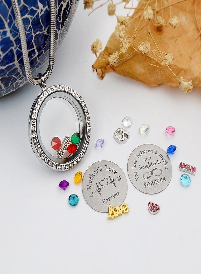 Beffy Best Gift Floating Charm Living Memory Lockets with Birthstone,Magnetic Closure 30mm Stainless Steel Necklace, Glass - Image 4