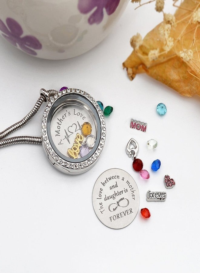 Beffy Best Gift Floating Charm Living Memory Lockets with Birthstone,Magnetic Closure 30mm Stainless Steel Necklace, Glass - Image 5