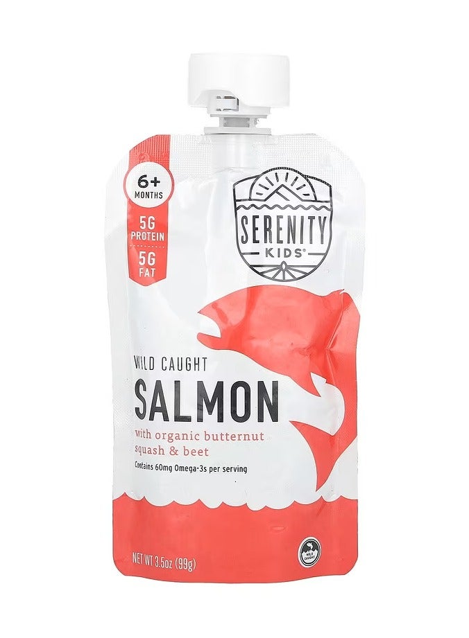 سيرينتي كيدز‏, سلمون مع القرع الجوزي والبنجر العضويين، 6 أشهر فأكبر، 3.5 أونصة (99 جم)