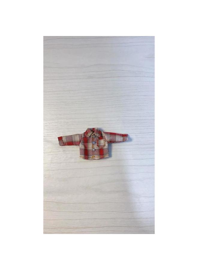 ##ob11 Doll Long-sleeved Short-sleeved Shirt Plaid Solid Color Shirt 12 Points Doll GSC Body-Height:White-12 Points Short Sleeves  - Image 2