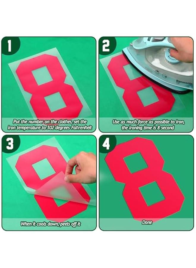 Arabest 22 Pieces Iron on Numbers T Shirt Heat Transfer 0 to 9 Jersey Numbers for Team Uniform Sports (Rose Red,8 Inch)  - Image 4