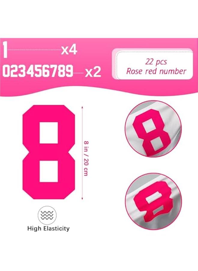 Arabest 22 Pieces Iron on Numbers T Shirt Heat Transfer 0 to 9 Jersey Numbers for Team Uniform Sports (Rose Red,8 Inch)  - Image 3