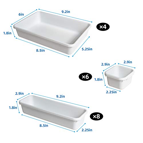 BYCY 18 Pcs Drawer Organizers Trays Set for Office Bathroom Dresser Interlocking Dividers Storage Bins Pack (18 Pieces Set) - Image 2