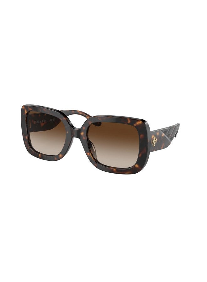 Tory Burch Ty7179U 172813 54Mm Dark Tortoise/Brown Gradient Cateye Sunglasses For Women + Bundle With Designer Iwear Complimentary Eyewear Kit - Image 1