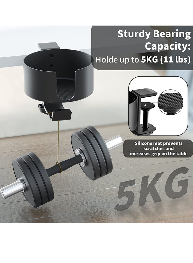 Generic Desk Cup Holder, Anti Spill Cup Holder Clamp, 2 in 1 Desk Cup Holder with Rotatable Headphone Hanger Holder, Clip on Cup Holder Easy Installation for Water Bottles, Backpack, Cup  - Image 4