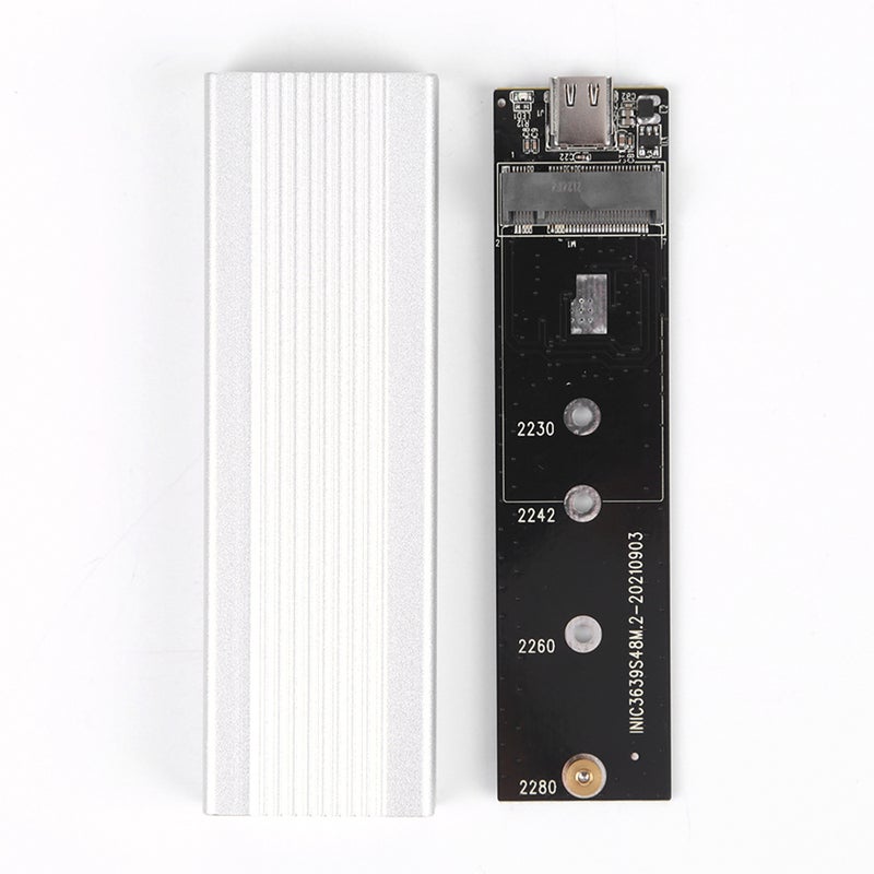 حاوية هارد ديسك محمول M.2 NGFF SATA، غلاف SSD خارجي USB3.1 Type-C، نقل سريع، غلاف من الألومنيوم، لون فضي - Image 5