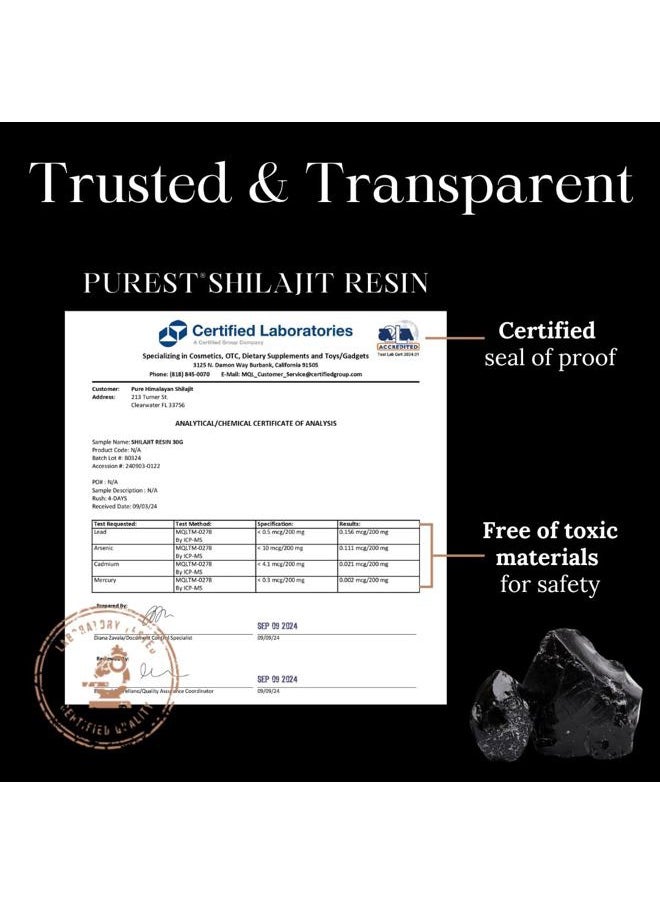 Pure Himalayan Shilajit , High Nutritional Potency, Grade A Shilajit Resin with 85+ Plant-Derived Trace Minerals and Fulvic Acid, Energy & Immune Suport for Men and Women, 3rd Party US Lab Tested (30g)  - Image 5