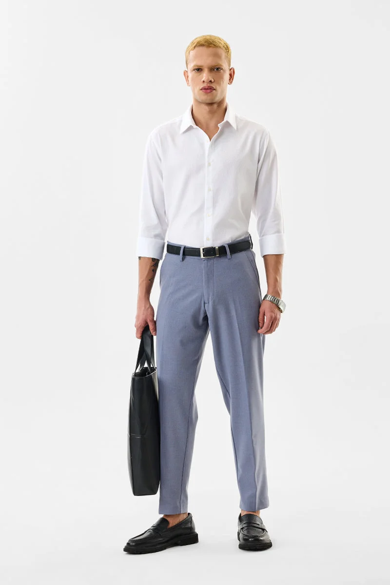 SNITCH White Solid Long Sleeve Slim Fit Formal Luxe Shirt