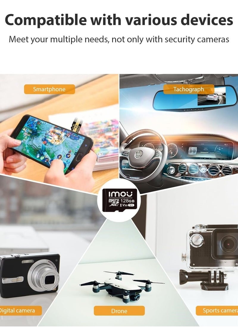 ايمو - بطاقة ذاكرة Micro SDXC سعة 128 جيجا فائقة السرعة فائقة التوافق فائقة التكيف فئة 10 (U3/ V30/3D) بطاقة فلاش TLC Nand مع سرعة قراءة 95 ميجابايت/ثانية وسرعة كتابة 38 ميجابايت/ثانية - Image 1