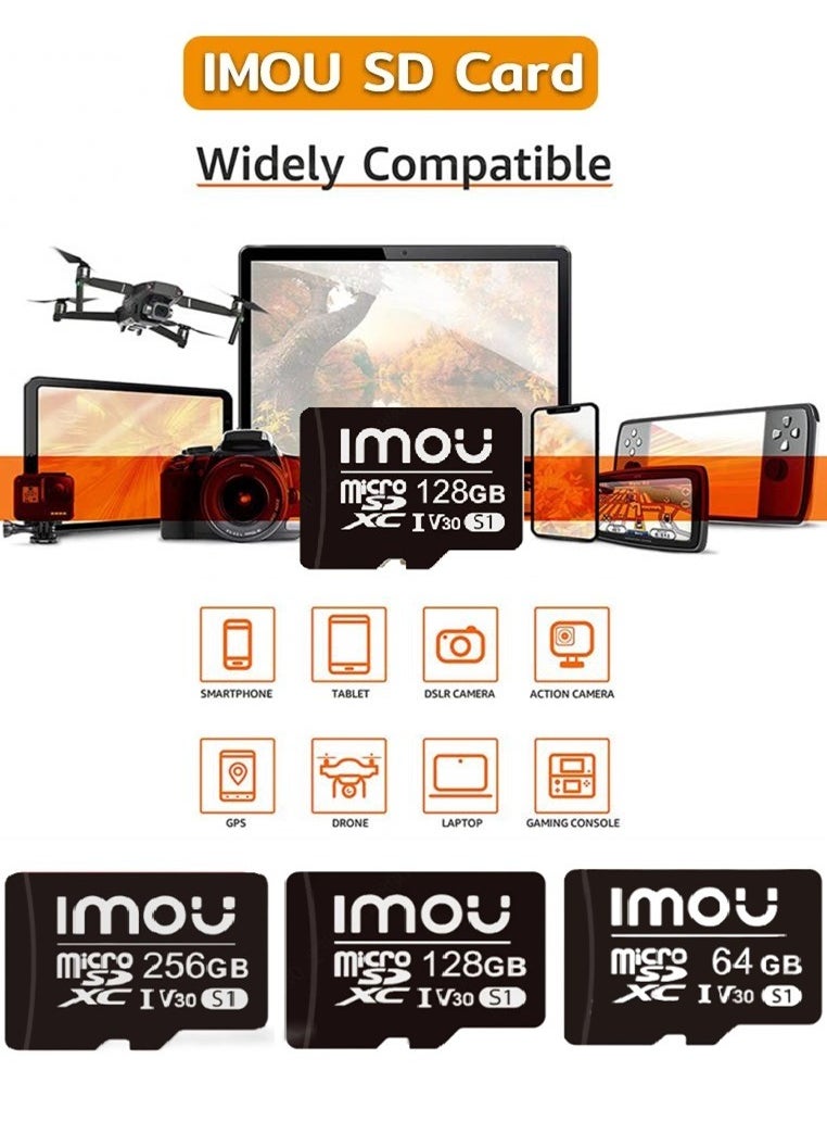 ايمو - بطاقة ذاكرة Micro SDXC سعة 128 جيجا فائقة السرعة فائقة التوافق فائقة التكيف فئة 10 (U3/ V30/3D) بطاقة فلاش TLC Nand مع سرعة قراءة 95 ميجابايت/ثانية وسرعة كتابة 38 ميجابايت/ثانية - Image 1