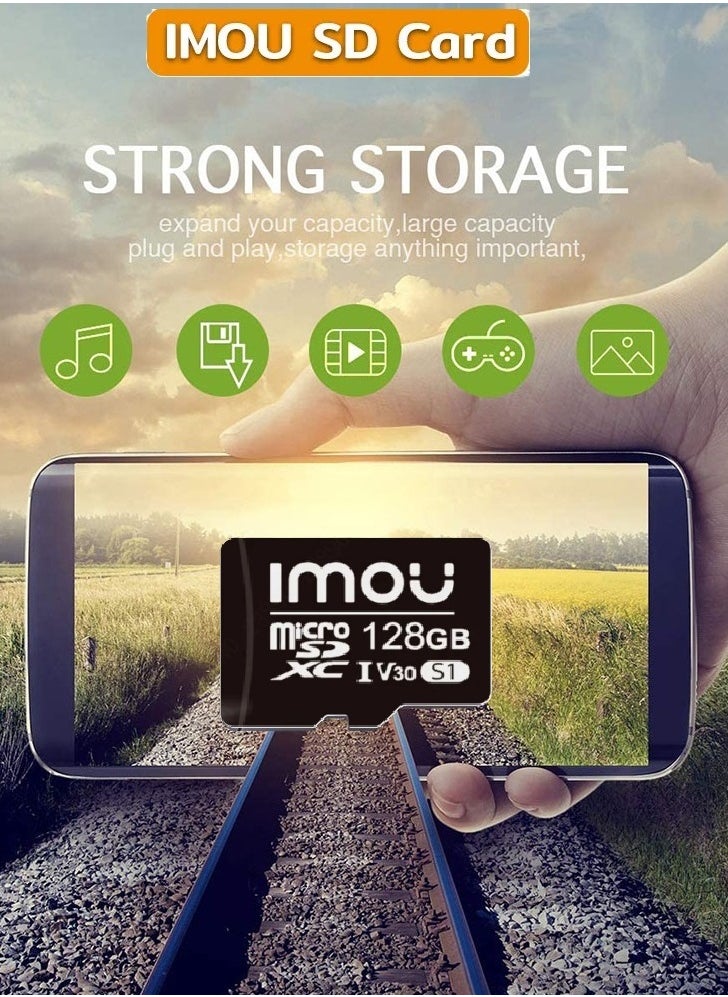 ايمو - بطاقة ذاكرة Micro SDXC سعة 128 جيجا فائقة السرعة فائقة التوافق فائقة التكيف فئة 10 (U3/ V30/3D) بطاقة فلاش TLC Nand مع سرعة قراءة 95 ميجابايت/ثانية وسرعة كتابة 38 ميجابايت/ثانية - Image 1