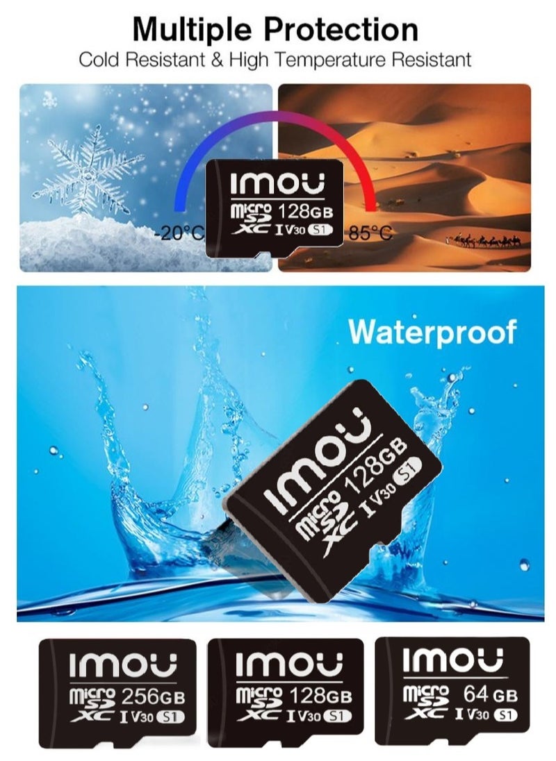 ايمو - بطاقة ذاكرة Micro SDXC سعة 128 جيجا فائقة السرعة فائقة التوافق فائقة التكيف فئة 10 (U3/ V30/3D) بطاقة فلاش TLC Nand مع سرعة قراءة 95 ميجابايت/ثانية وسرعة كتابة 38 ميجابايت/ثانية - Image 1
