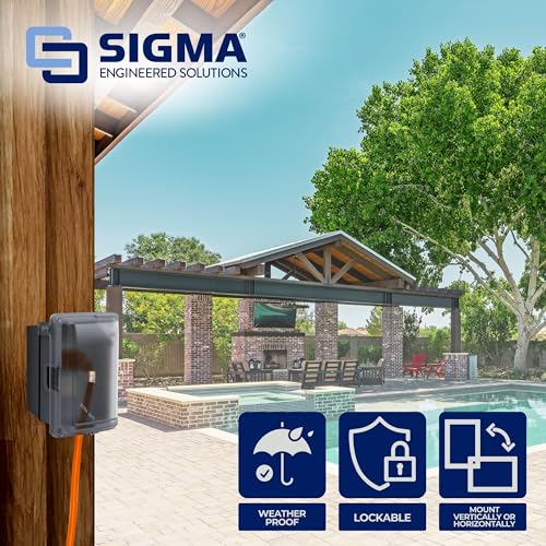 SIGMA ENGINEERED SOLUTIONS 16801 Non-Metallic Weatherproof Outdoor Electrical Outlet Kit w/ Extra Duty Cover, Box and 15 Amp GFCI Receptacle, IN-USE, Clear/Gray, 1 Gang, Lockable with Patented Hinge - Image 3