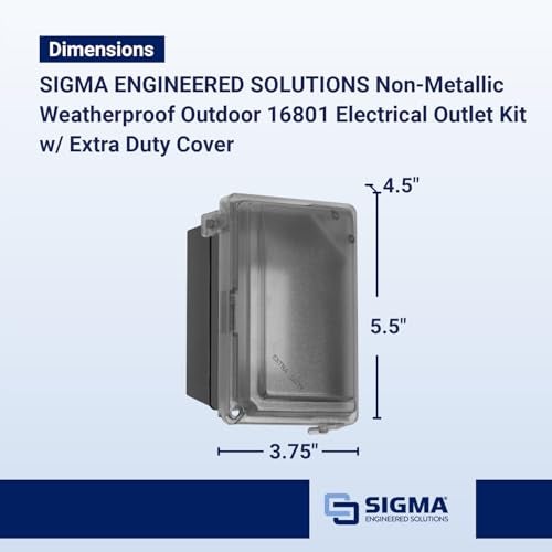 SIGMA ENGINEERED SOLUTIONS 16801 Non-Metallic Weatherproof Outdoor Electrical Outlet Kit w/ Extra Duty Cover, Box and 15 Amp GFCI Receptacle, IN-USE, Clear/Gray, 1 Gang, Lockable with Patented Hinge - Image 2