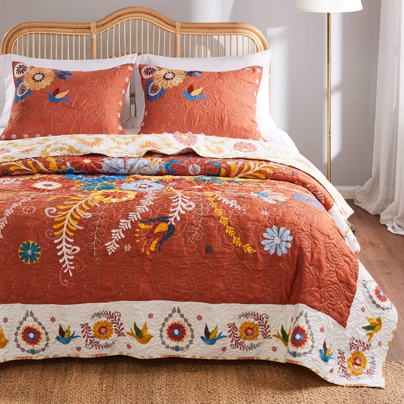 Greenland Home Fashions طقم لحاف مزين بطبعة مكون من 3 قطع - Image 2