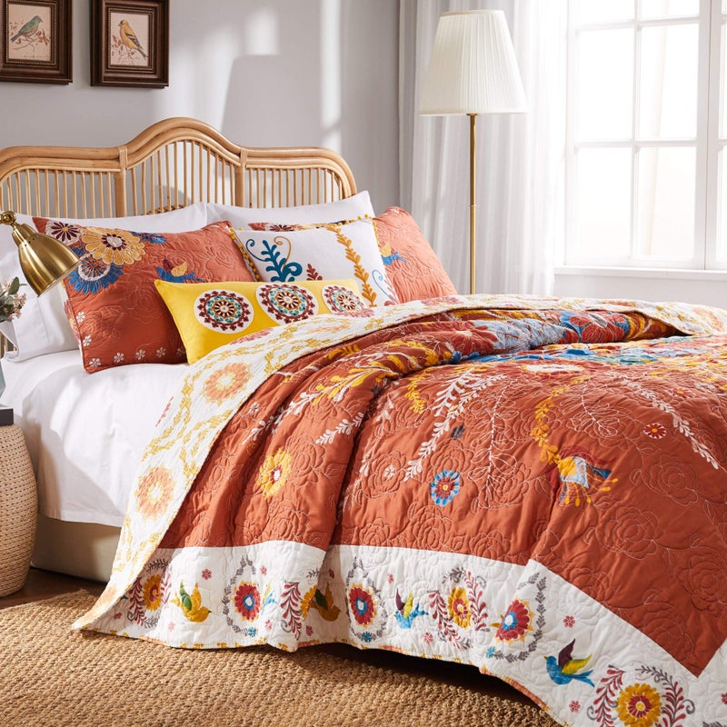 Greenland Home Fashions طقم لحاف مزين بطبعة مكون من 3 قطع - Image 1