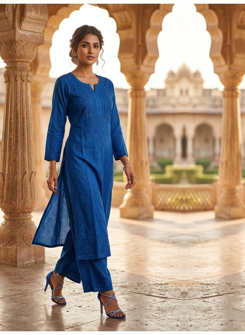 Alaya Women Hand Embroidered Chikankari Muslin Kurta Set-AL4115KS - Image 5