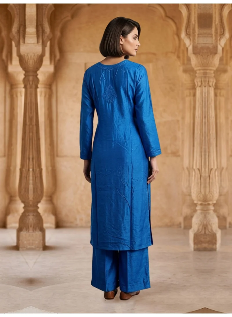 Alaya Women Hand Embroidered Chikankari Muslin Kurta Set-AL4115KS