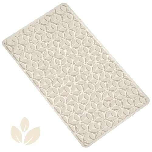 WRISIN Bathtub Mat Non Slip with Suction Cups 100 Rubber Bathroom Mat Textured for Bath Tub Shower Safety Soft on Touch BPAPVC Free Pet Dog Bath Mat Machine Washable 16 28 InchBeige - Image 1