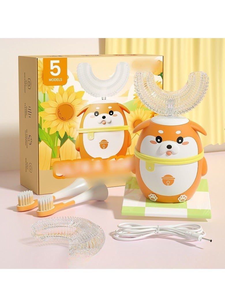 EBMINI Children's Electric Toothbrush Cartoon Silicone Soft Bristle Charging Model 
