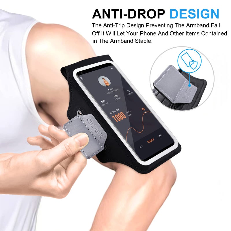 GUZACK Phone Holder for Running with Zipper Pouch, Running Armband for iPhone 17/16/15/14/13/12/11 Pro Max/Plus/XR/XS, Galaxy S25/S24/S23/S22, Cell Phone Arm Holder with Key Pocket & Card Slot - Image 5