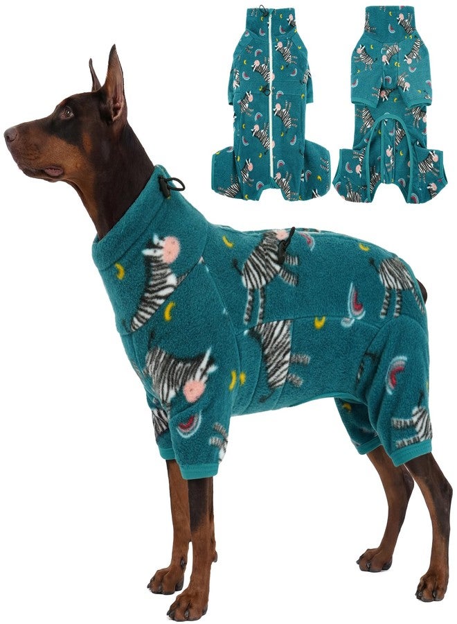 ROZKITCH Dog Clothes for Large Dogs Soft Fleece Pullover Pajamas, Pet Windproof Warm Cold Weather Jacket Vest with Reflective Zipper, Jumpsuit Apparel Outfit Clothes for Large Dog Zebra 2XL - Image 1