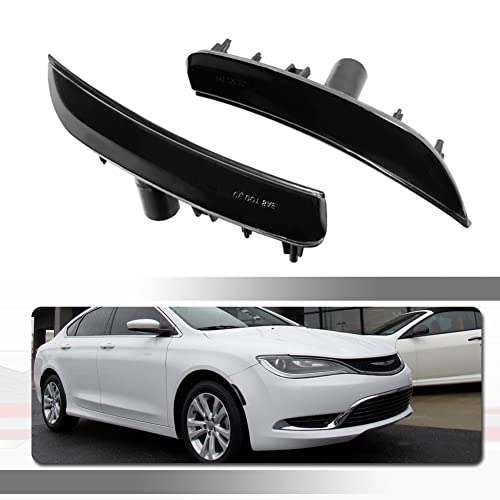 Tonsya For 2015 2016 2017 Chrysler 200 Front Bumper side Marker Housings Replacement Smoked Lens 68206449A 68206450A - Image 1