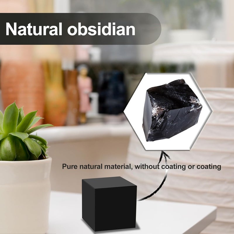 windforgecraft Black Obsidian Cube Natural Obsidian Quartz Crystals Handmade Black Obsidian Square Elegant Obsidian Crystals Sturdy Obsidian Cube Obsidian Stone Decor for Home Decoration (5cm) - Image 3