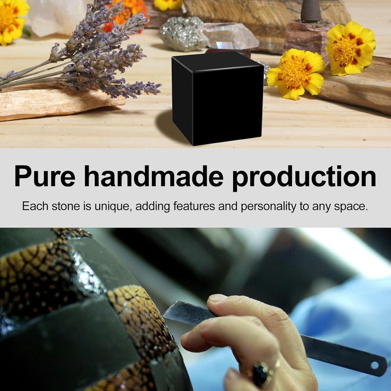 windforgecraft Black Obsidian Cube Natural Obsidian Quartz Crystals Handmade Black Obsidian Square Elegant Obsidian Crystals Sturdy Obsidian Cube Obsidian Stone Decor for Home Decoration (5cm) - Image 5