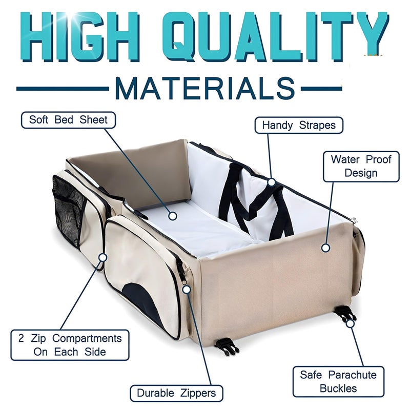 24x7 eMall Baby Bed Bag Portable 3 in 1 Portable Bassinet Cot Crib Bags for Infant Sleeping Resting Nappy Changing Station for 0-12 Months - Image 2