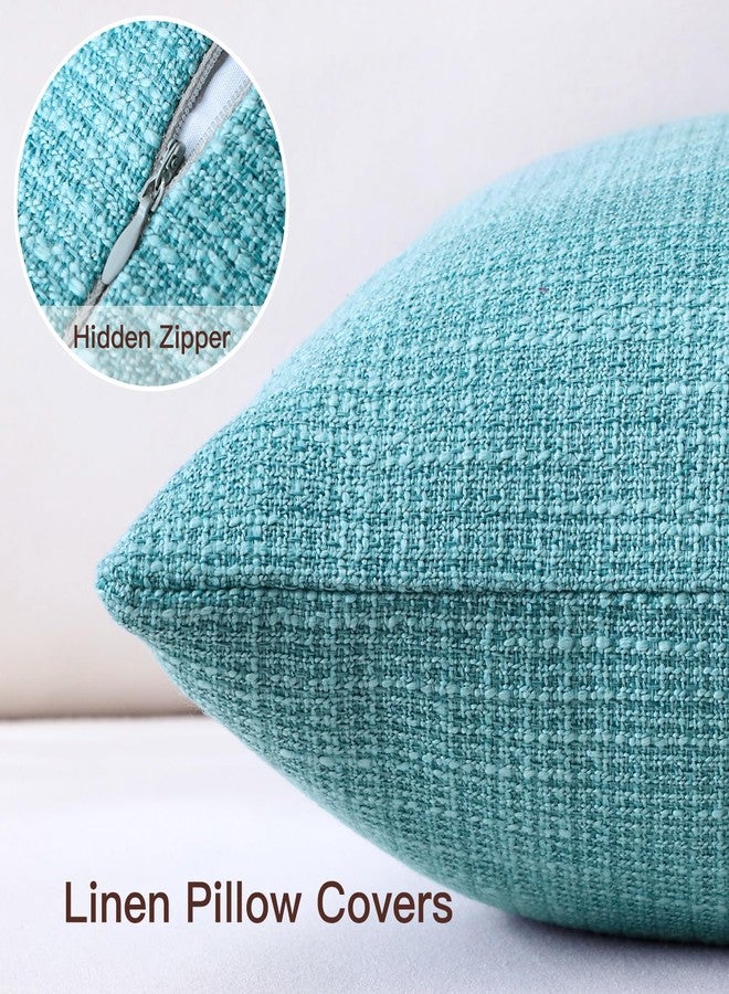 Artscope Outdoor Waterproof Throw Pillow Covers 16x24 Inch Decorative Linen Outdoor Pillows Cushion Case for Patio Couch Sofa - Turquoise - Image 4